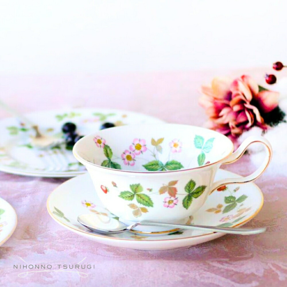 【新品】ウェッジウッド ワイルドストロベリー プレート&パステルティーカップ2客 ウェッジウッド（Wedgwood） ワイルドストロベリー パステル