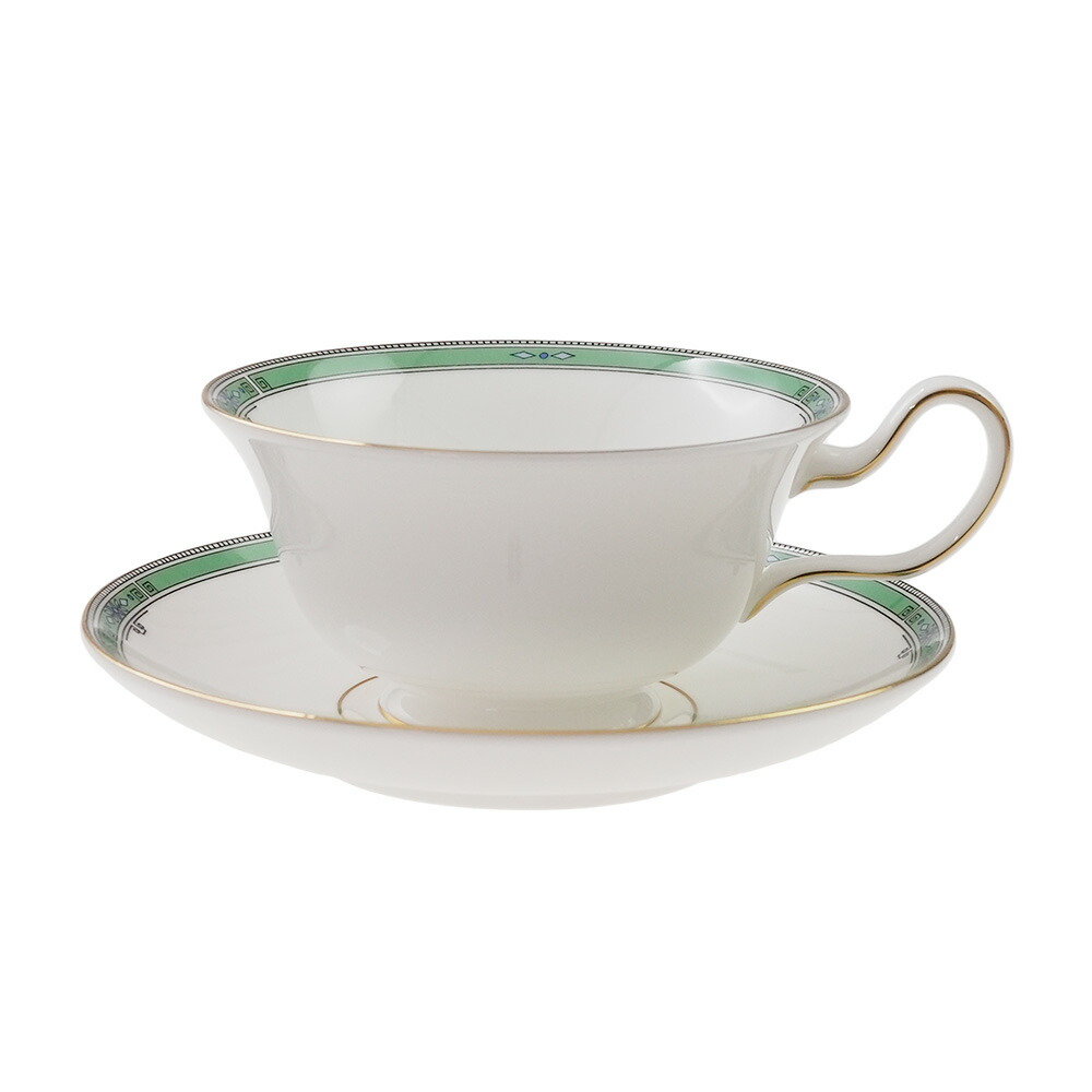 【連合王国製 ／ 壺目じるし】ウェッジウッド (WEDGWOOD) ジェード 紅茶優勝杯＆平円盤 ピオニー