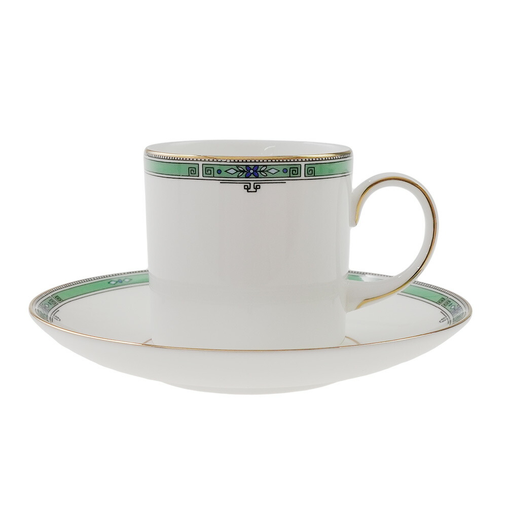 【連合王国製 ／ 壺目じるし】ウェッジウッド (WEDGWOOD) ジェード 珈琲優勝杯＆平円盤 キャン