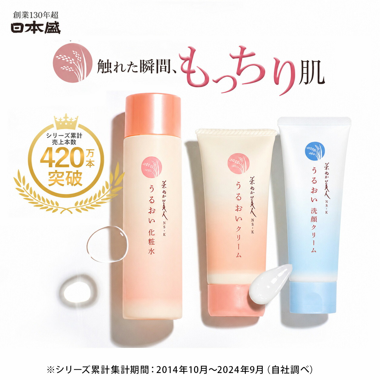 【500円ｸｰﾎﾟﾝ配布 LINEお友だち登録で】化粧水 クリーム 洗顔 セット スキンケア エイジングケア 敏感肌 化粧品 うるおい 日本盛 米ぬか美人 NS-K 日本製 乾燥肌 保湿 低刺激 日本酒コスメ 酒蔵｜日本盛公式ショップ　店