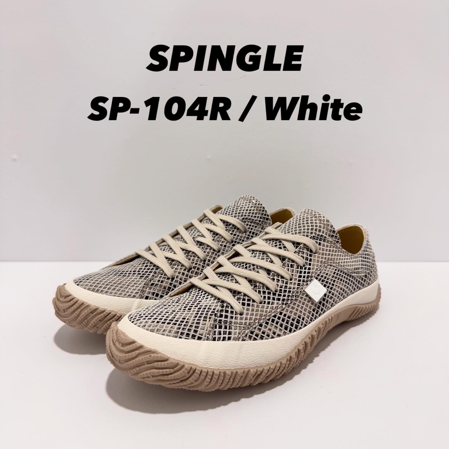 【初回返品・サイズ交換送料無料】 SPINGLE　スピングル SP_104R　White　ホワイト 日本製　スネーク柄　レザースニーカー　ローカット　バルガナイズ製法