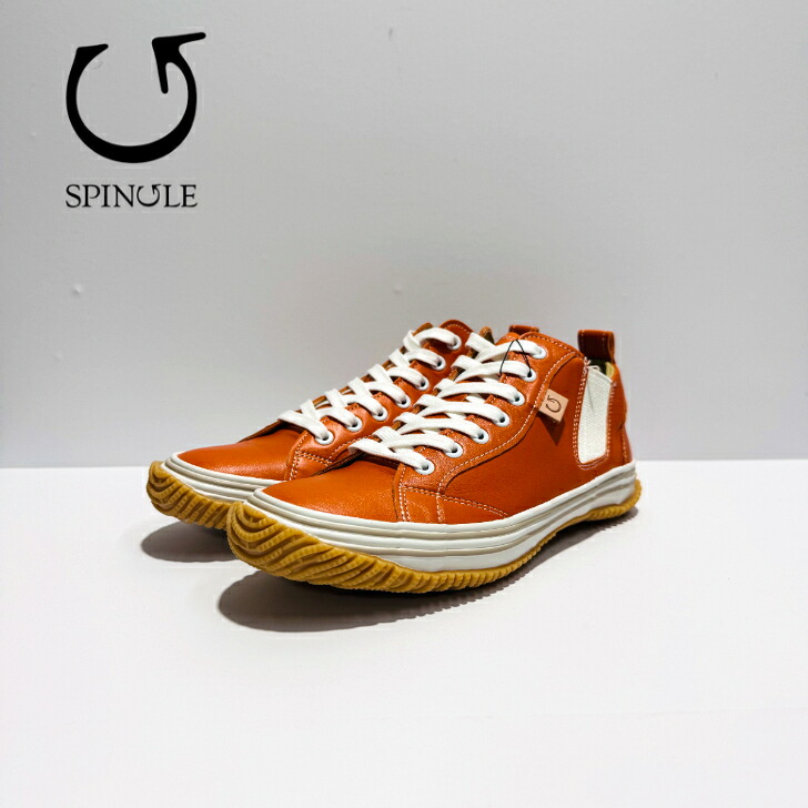 【初回返品・サイズ交換送料無料】 SPINGLE　スピングル SP-442 Orange Beige オレンジベージュ 日本製　本革　レザースニーカー　ミドルカット バルガナイズ製法　カンガルーレザー　柔らかい