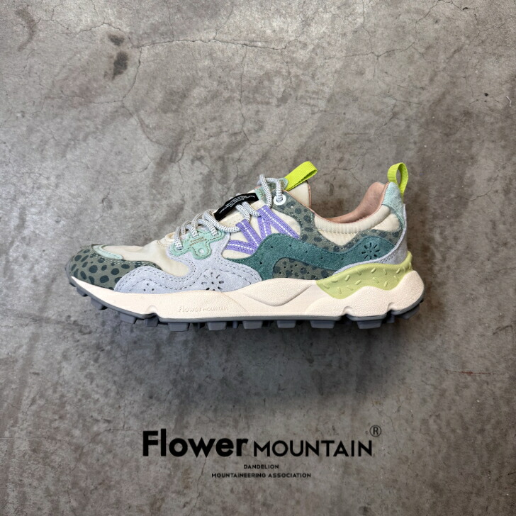 【初回返品・サイズ交換送料無料】 正規取扱店 Flower MOUNTAIN　フラワーマウンテン YAMANO3　ヤマノ3 FM63752　Taupe-Green Bottle　トープ　グリーン　ボトル メンズ　レディース　アウトドアファッション　軽量　タウンスニーカー　マルチカラー　春　夏