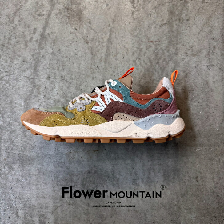 【初回返品・サイズ交換送料無料】 正規取扱店 Flower MOUNTAIN　フラワーマウンテン YAMANO3　ヤマノ3 FM63767　L.Brown-Taupe-Ocher　ライトブラウン　トープ　オーカー レディース　アウトドアファッション　軽量　タウンスニーカー　マルチカラー　春　夏
