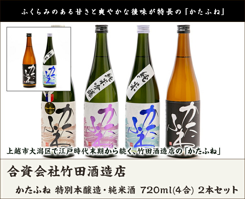 市場 かたふね 720ml 2本セット 4合 新潟直送計画 生産者直送 純米酒 日本酒 特別本醸造 合資会社竹田酒造店