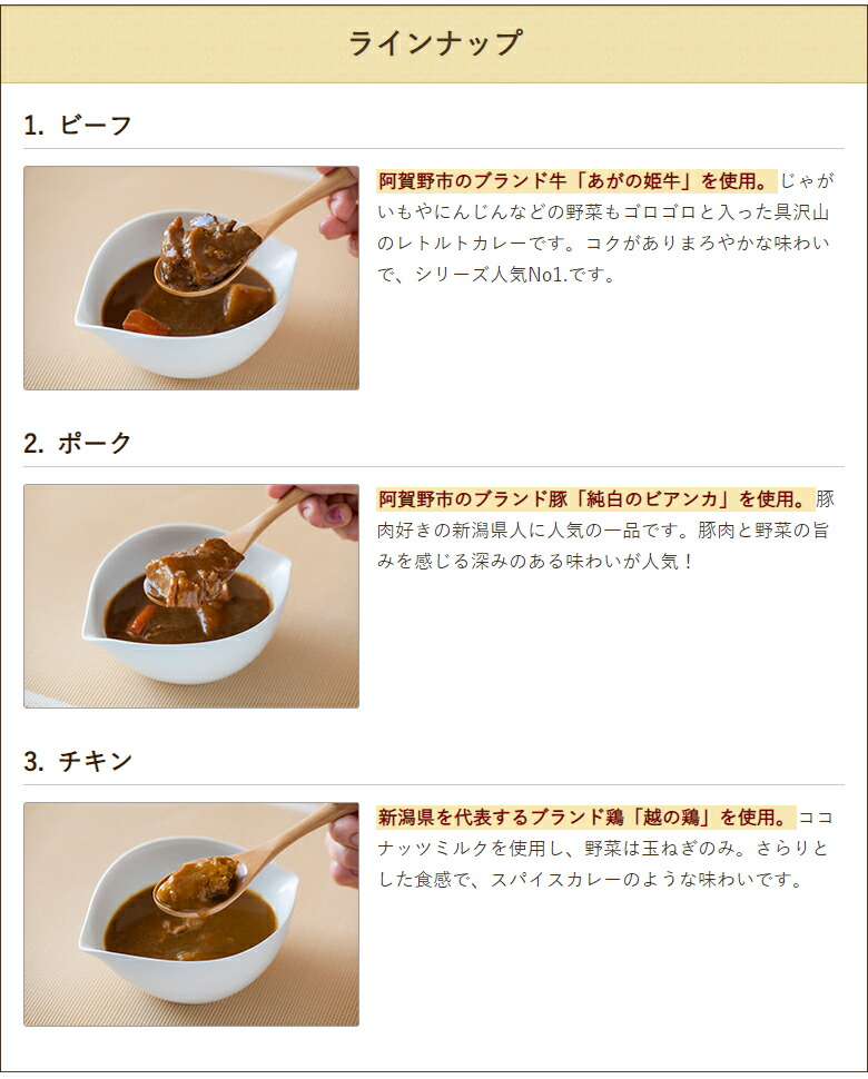 春先取りの 日本のこだわりおいしいカレー 3種30個入り ビーフ10個 ポーク10個 チキン10個 和縁 Fucoa Cl