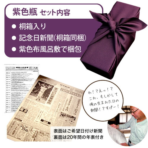 楽天市場 古希祝いに贈る70年前の新聞付き名入れ酒 純米大吟醸酒 紫龍 1800ml 名入れ ギフト プレゼント 日本酒 風呂敷包装 父 母 桐箱入り 幻の酒