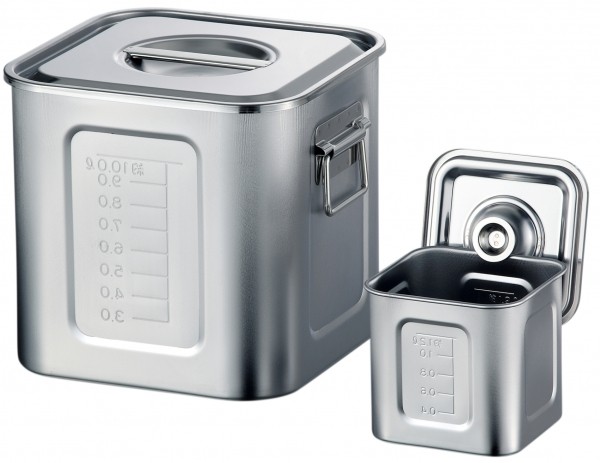 楽天市場】18-8ステンレス目盛付角キッチンポット10.5cm（手無