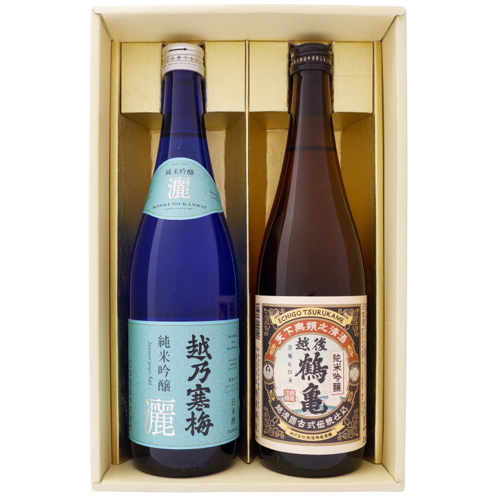 日本酒 越乃寒梅と新潟の地酒 越後鶴亀 飲み比べギフトセット 720ｍl×2本 越乃寒梅 灑 純米吟醸 越後鶴亀 純米吟醸 720ml×2 本 送料無料【日本酒/地酒/新潟/ギフト/プレゼント/誕生日/お祝い/内祝/お父さん/父の日/敬老の日/退職/還暦/喜寿】