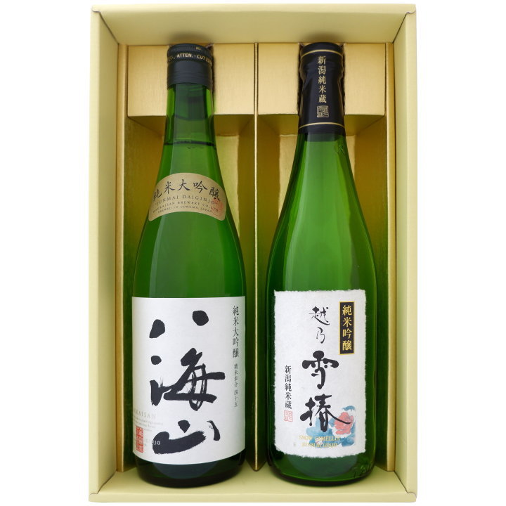 日本酒 八海山と新潟の地酒 越乃雪椿 飲み比べギフトセット 720ｍl×2本 純米大吟醸 八海山 越乃雪椿 純米吟醸 花 720ml×2本 送料無料【日本酒/地酒/新潟/ギフト/プレゼント/誕生日/お祝い/内祝/お父さん/父の日/敬老の日/退職/還暦/喜寿】