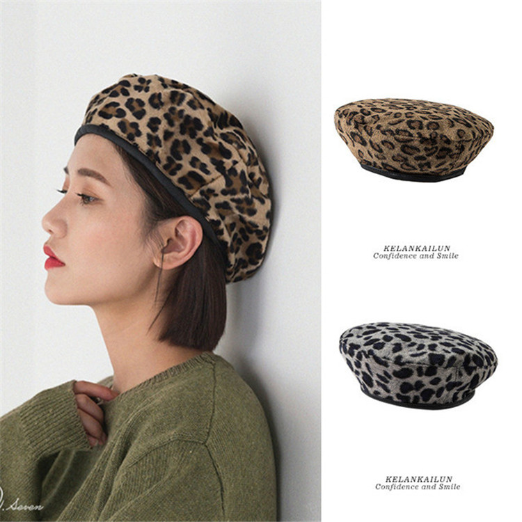 楽天市場】大人気！流行りのヒョウ柄ベレー帽！ 韓国ファッション