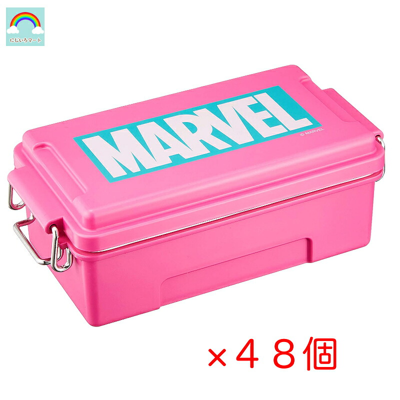 ●４８個仕かける マーベル Marvel ロゴタイプ はやりっ子 さくら色 弁当箱 日本製 PCTN5 スケーター 入れもの 夕めしボックス席 500ml 4973307430503