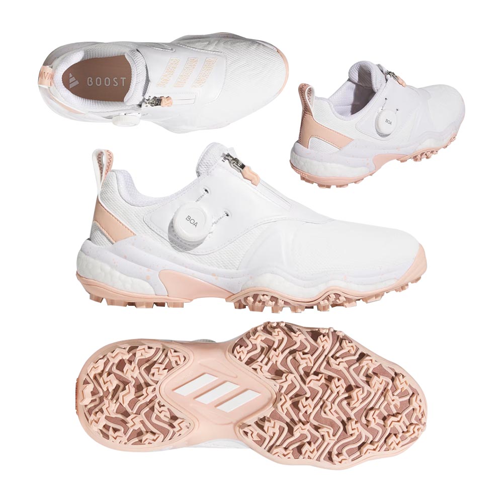 アディダス Adidas コードカオス25 Boa レディース スパイクレスシューズ JH6126 ホワイト/パウダーコーラル/ウォームクレイ 2025