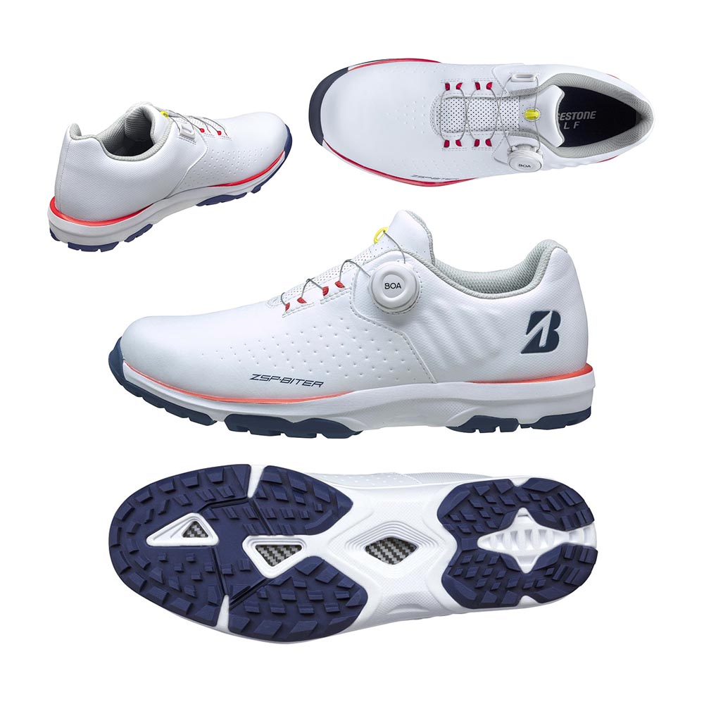 ブリヂストン BRIDGESTONE GOLF ゼロ・スパイク バイターライト Boa スパイクレスシューズ SH2505 (WO)ホワイト/オレンジ