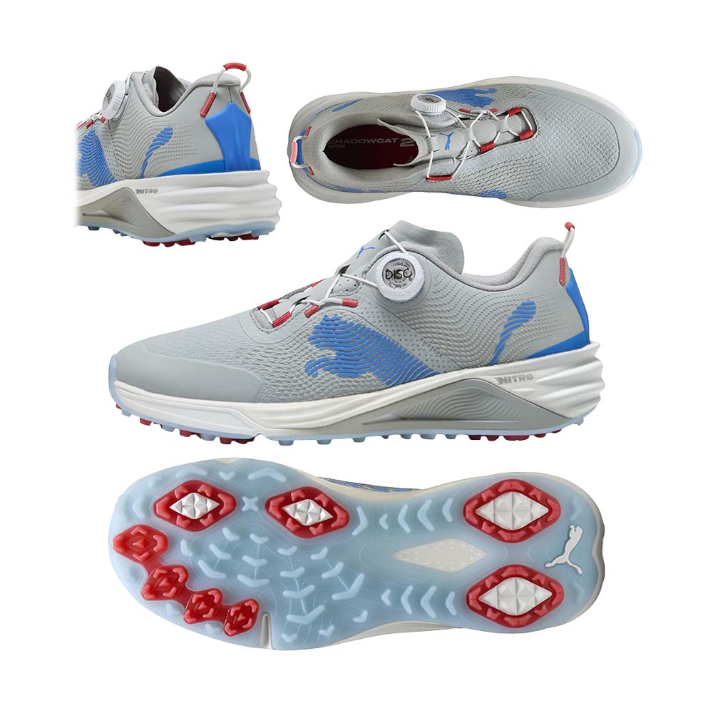プーマ PUMA シャドウキャット ニトロ 2.0 ディスク スパイクレスシューズ 312991(04) グレー/ブルー 2026｜二木ゴルフ 店