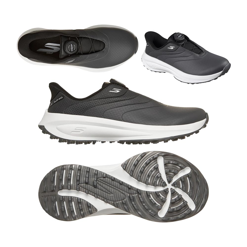 スケッチャーズ Skechers スリップインズ ゴルフ ウォータープルーフ フロー SI - ツイスト フィット レディーススパイクレスシューズ 123149-BLK 2026｜二木ゴルフ 店