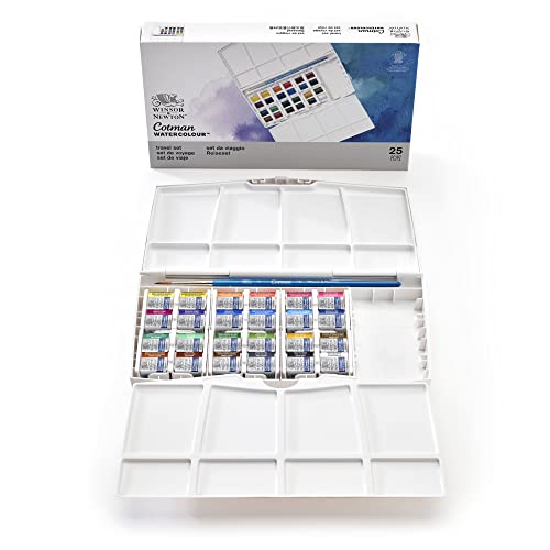 Winsor & Newton ウィンザー&ニュートン コットマン ウォーターカラー ハーフパン 24色セット ペインティング PLU 送料　無料