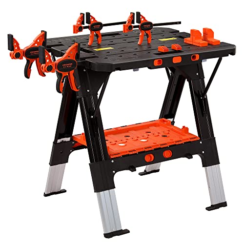 PONY 作業台 ソーホース 2in1 折りたたみ式 DIY 工具 作業台耐荷重225kg ソーホース耐荷重450kg 高さ調節可能6381cm