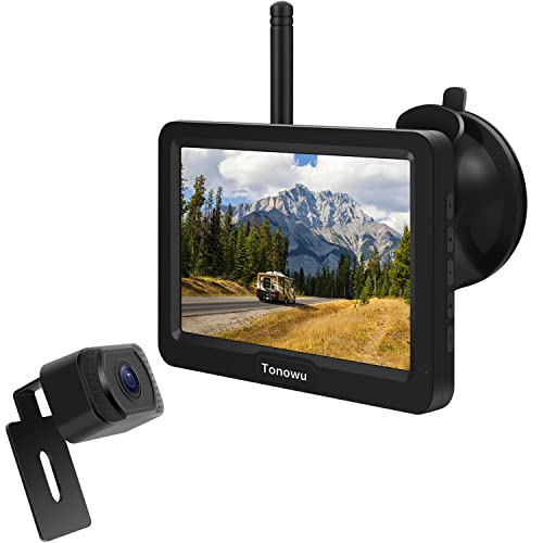 nowu バックカメラモニターセット ワイヤレスバックカメラ4v 5インチPSモニター 1v4vまで対応 デジタル信号 分割表示可能 ガイドライ|nikkori store