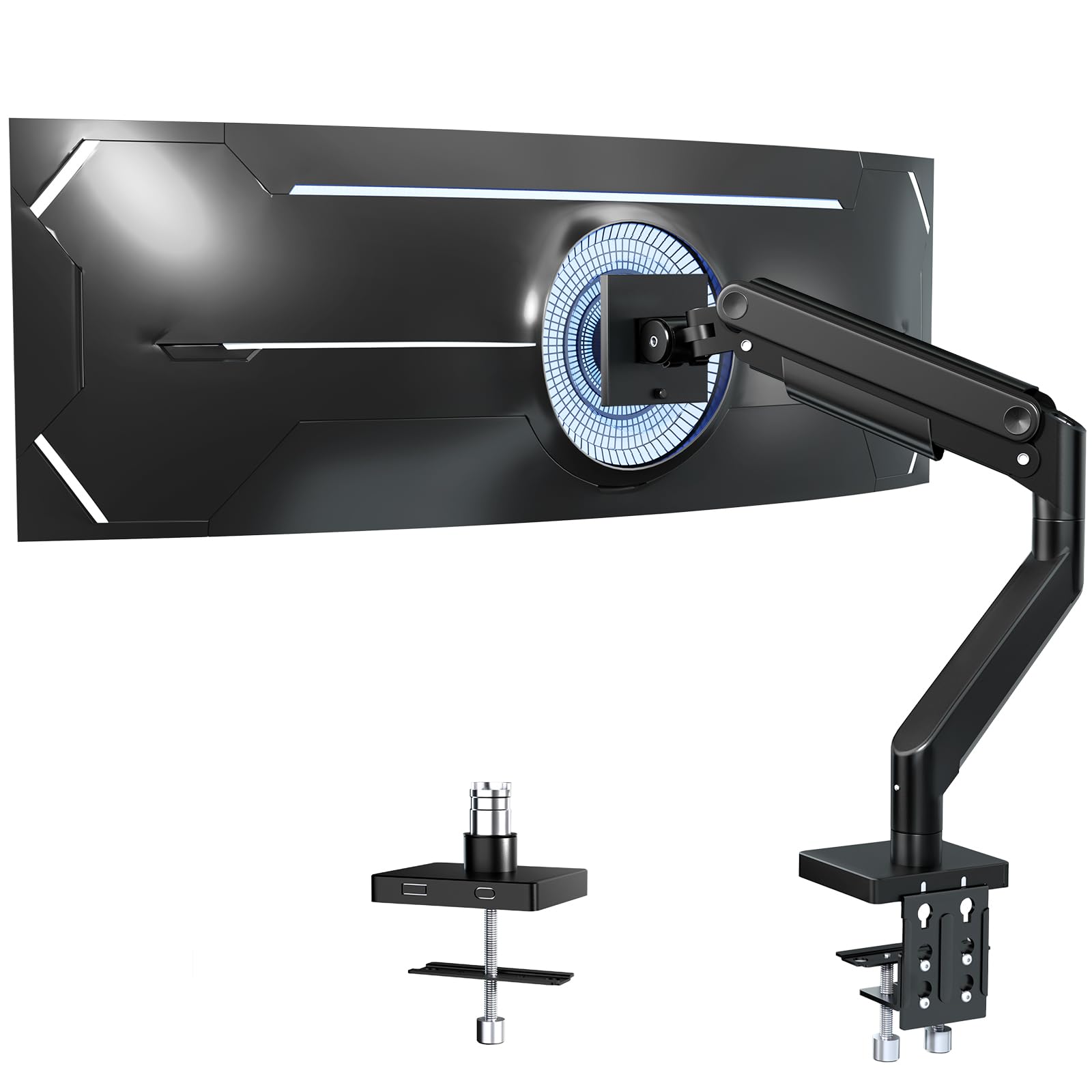 ACCUREK 高耐荷重 モニターアーム メカニカル圧式 ディスプレイアーム 耐荷重0kg 1749インチ対応 大型 多角度調節 ウルトラワイド