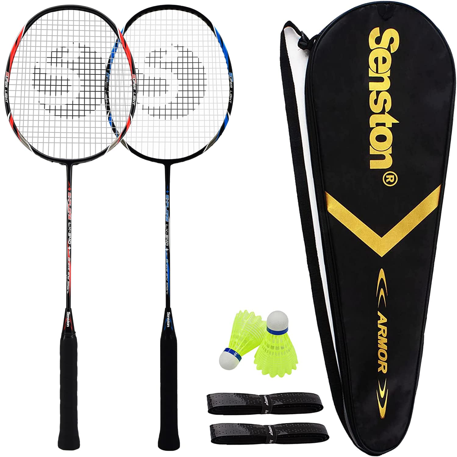 Senston 本組みバドミントンラケットセットカーボンファイバーバドミントンラケット1つのキャリングバッグが含まれています