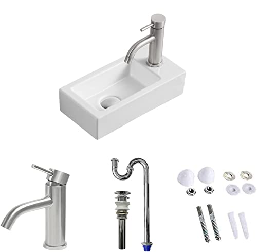 Sトラップ排水セット付き 手洗い器 壁掛け 手洗いボウル 壁付け型 375*185*95mm おしゃれ 手洗器 コンパクト 小型洗面ボウル ミニ｜nikkori store