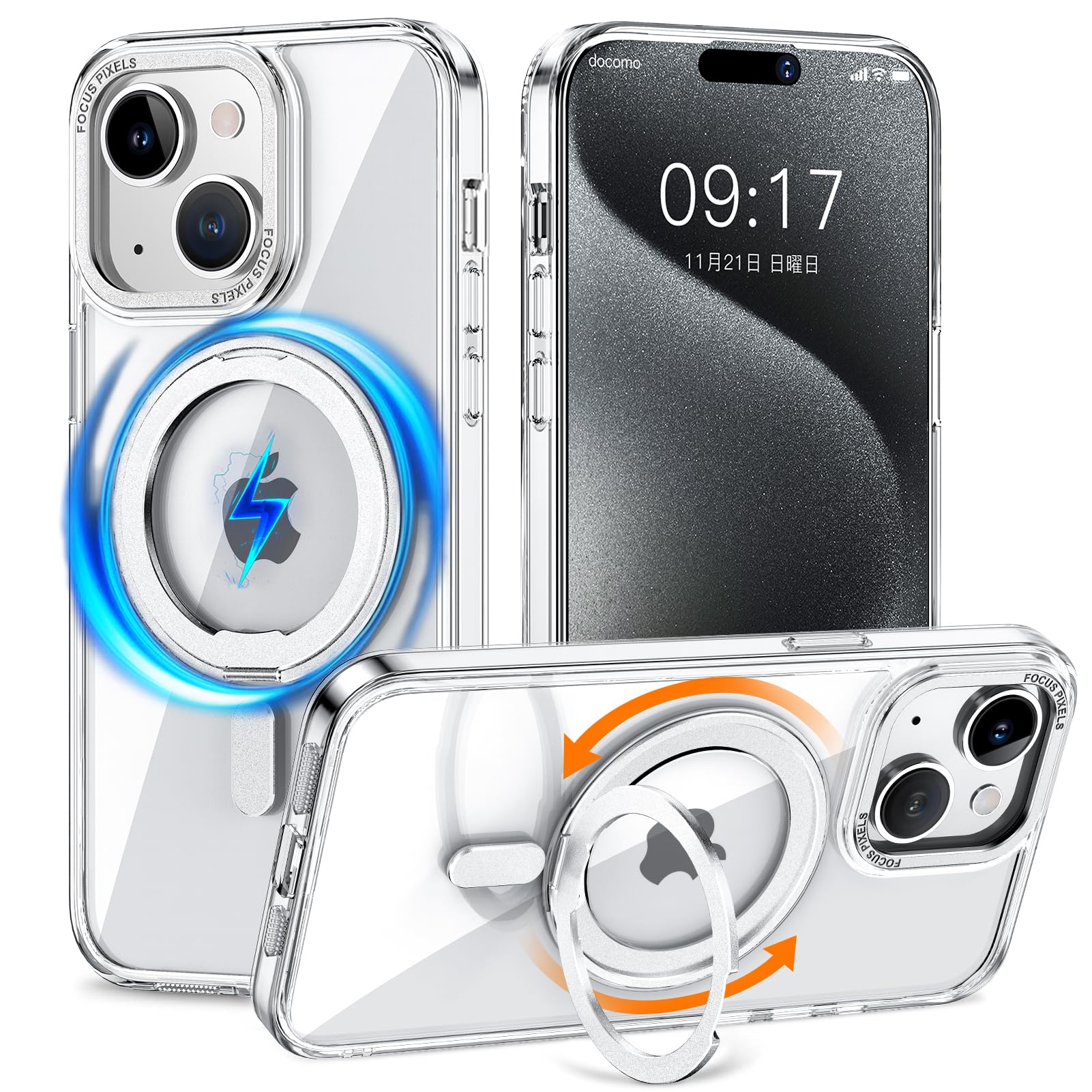 楽天市場】KMAMBNG iPhone 15 用 ケース 縦横両対応 リング 【多機能