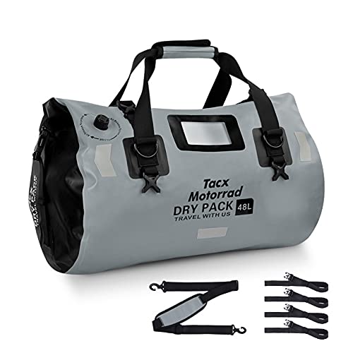 cx ツーリングバッグ バイク シートバッグ 防水バックバッグ 48 専用固定ベルト・ショルダーベルト付き AX97 グレー