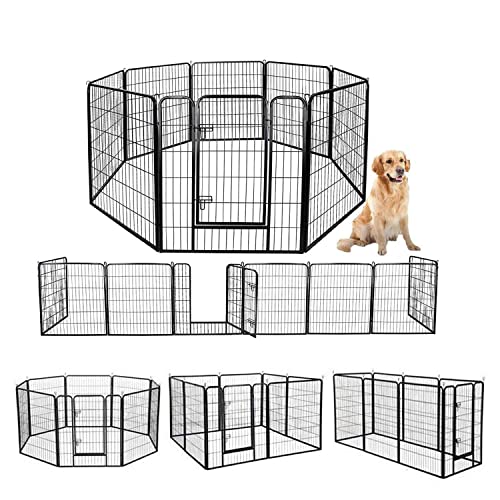 Dinah Alsop ペットフェンス 中大型犬用? ペットケージ パネル8枚 ペットサークル 四角ポール 折り畳み式 トレーニングサークル ス｜nikkori store