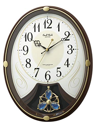 リズムRHYTHM 掛け時計 電波時計 6曲 メロディ 36.5x28.5x7.2c 茶色 4MN554RH06｜nikkori store