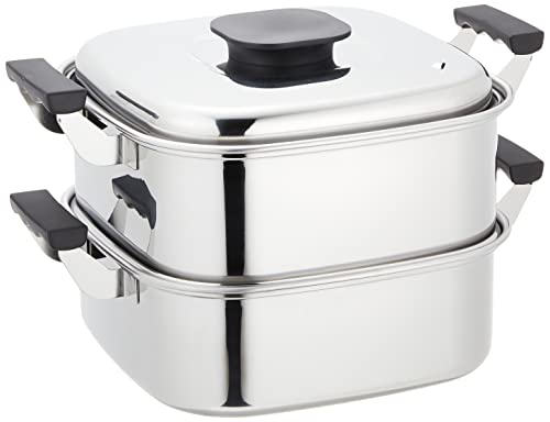 神子島製造所 桃印 180角型蒸器 2段27c