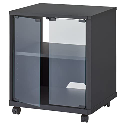 ハヤミ工産 オーディオラック ガラス扉付き 棚板1枚付属 キャスター付き ブラック FG633｜nikkori store