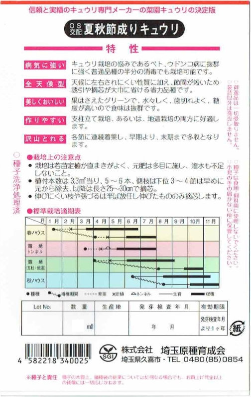 楽天市場 埼玉原種育成会 キュウリ 夏秋節成り 2ml 郵送対応 日光種苗