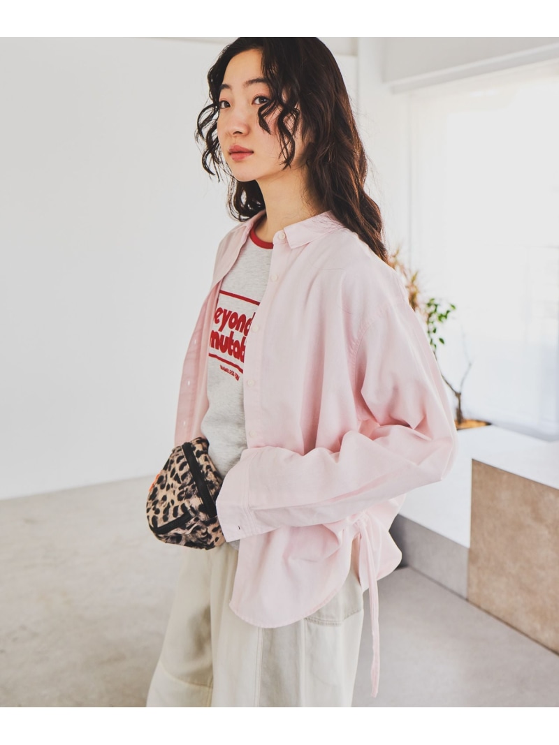 リネンブレンドドロストシャツ niko and ... ニコアンド トップス シャツ・ブラウス ホワイト ピンク ブルー グレー【送料無料】[ Fashion]
