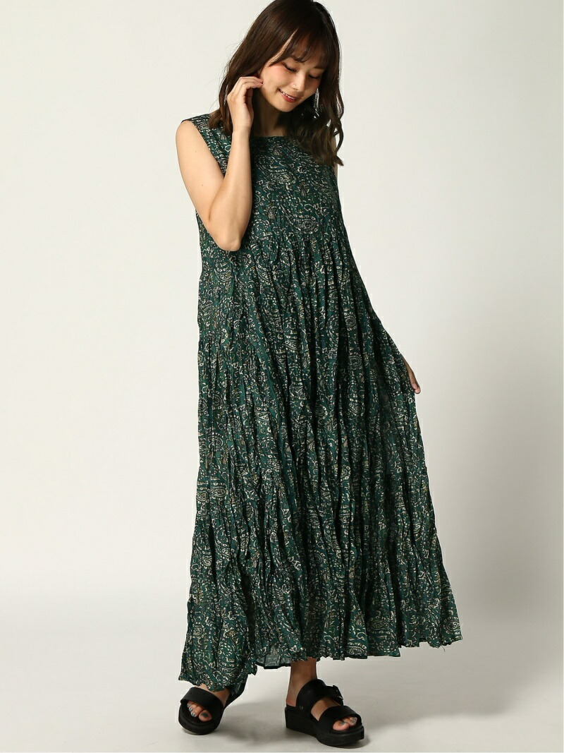 楽天市場 Rakuten Fashion Sale 50 Off W インドガラクリンクルnsop Niko And ニコアンド ワンピース ノースリーブワンピース ブラウン グリーン ネイビー Rba E Niko And ニコアンド