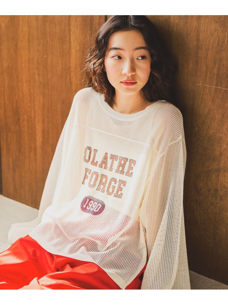 カレッジメッシュプルオーバー niko and ... ニコアンド トップス ニット ネイビー ブラウン ホワイト【送料無料】[ Fashion]