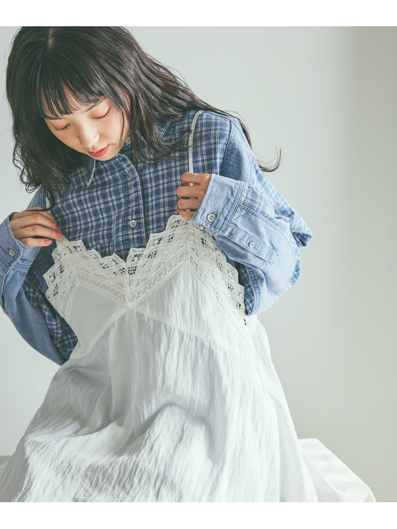 ニコアンド　インディゴ刺繍キャミソール　INDIA ニコアンド インディゴ刺繍キャミソール INDIA ニコアンド インディゴ