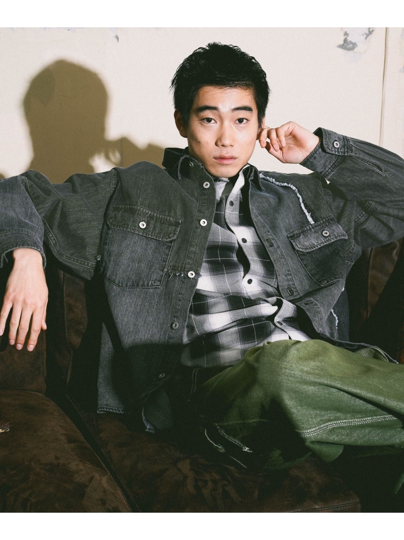 DENIM PATCHWORK SHIRT [niko and ...JEANS] niko and ... ニコアンド トップス シャツ・ブラウス ブルー ブラック【送料無料】[ Fashion]