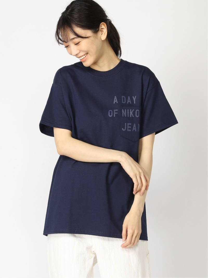 楽天市場 Rakuten Fashion W Nkjpロゴハンソデt Niko And ニコアンド カットソー Tシャツ ネイビー ホワイト Niko And ニコアンド