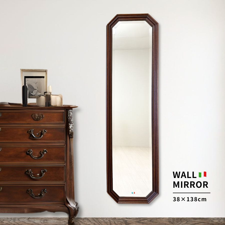 【良品】アンティーク イタリア製 八角 壁掛 姿見 0022942-top1.jpg