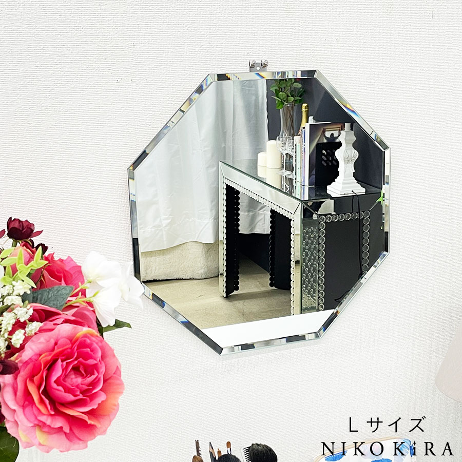 鏡 八角形 壁掛け ウォールミラー 玄関 風水 おしゃれ 37cm ノンフレーム 八角 ミラー トイレ メイク メイク鏡 化粧鏡 八角 八角ミラー 開運 北欧風 北欧 リビング 寝室 インテリア 洗面 エレガント フォンテ ギフト Rvcconst Com