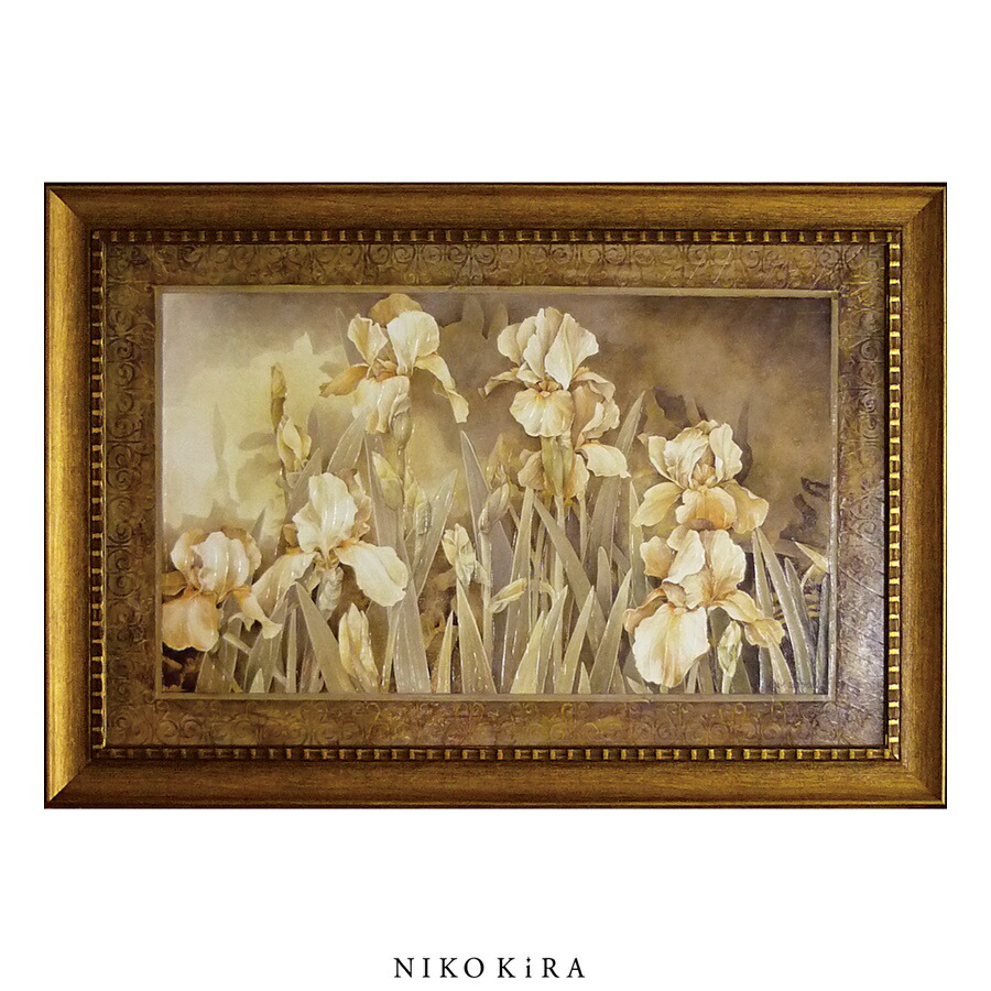 【1500円OFFクーポン】 絵画 アートパネル アートフレーム おしゃれ 額入り 玄関 トイレ 絵 花 はな 油絵 おしゃれ リンダ トンプソン フィールド オブ アイリス 105cm 72.5cm アート パネル ホテル｜鏡専門店 NIKOKIRA
