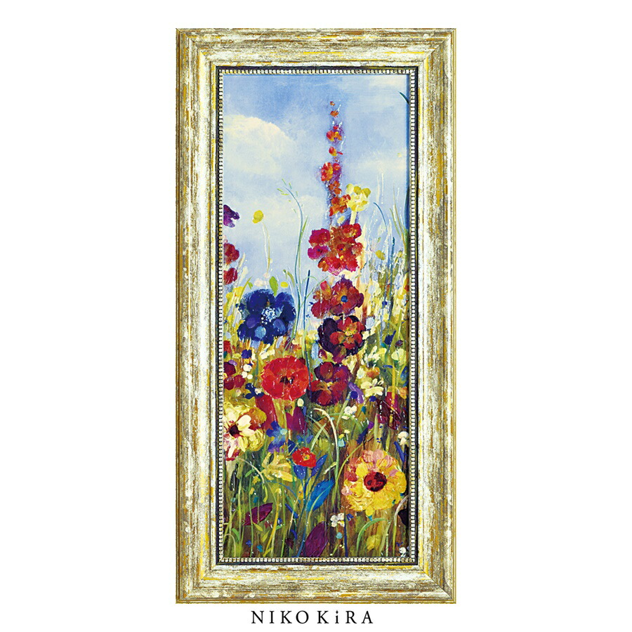 【8％OFFクーポン 10,900→10,028円】 絵画 アートパネル アートフレーム おしゃれ 額入り 玄関 トイレ 絵 花 はな 油絵 おしゃれ カルメン ドルチェ メドウ フローラル1 29cm 59.5cm アート パネル ホテル