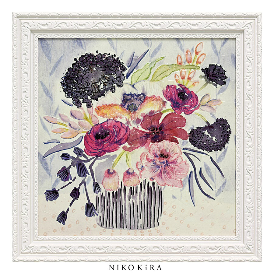 楽天市場 おしゃれ アート モダン 絵画 かわいい 絵 インテリア 花 はな 油絵 おしゃれ エスター ブレイ デザインズ ラベンダー ブラック 幅49cm 高さ49cm アート パネル リビング トイレ 玄関 送料無料 ホテル 鏡専門店 Niko Kira