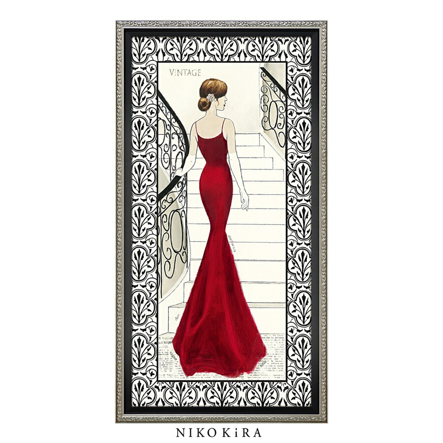 楽天市場 おしゃれ アート モダン 絵画 かわいい 絵 赤い ドレス レッド インテリア ドレス アップ 女性 シルエット カラフル 油絵 おしゃれ エミリー アダムス ラ ベル ルージュ 幅28cm 高さ53cm アート パネル リビング トイレ 玄関 華やか