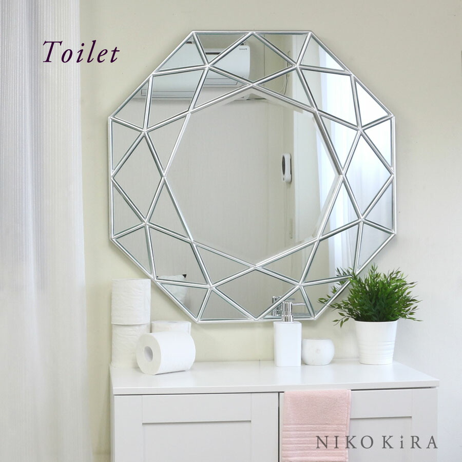 風水 ウォール 八角 ダイヤモンド おしゃれ 壁掛け 玄関 80cm 鏡 ミラー 豪華 壁掛け おしゃれ デザイナー インテリア 開運 北欧 洗面 トイレ 高級 サロン ホテル 新築 お祝い 賃貸 豪華 エレガント プレゼント リフォーム ダイヤモンド アート ミラー