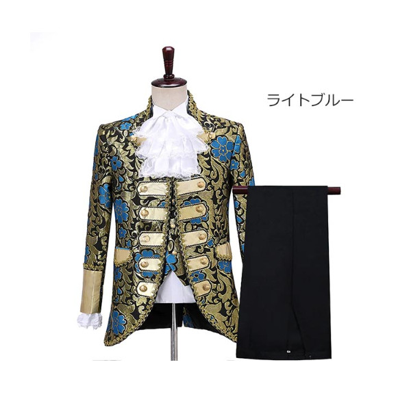 新生活 【サイズ有XS/S/M/L/XL】プリンス 貴族 レトリ メンズ 宮廷服 公爵 宮廷服 ステージ衣装 男性用スーツ 5点セット 舞台 中世 大人 演奏会 舞台演劇オペラ声楽 貴族服装 ヨーロッパ クリスマス仮装 大人 変装衣装