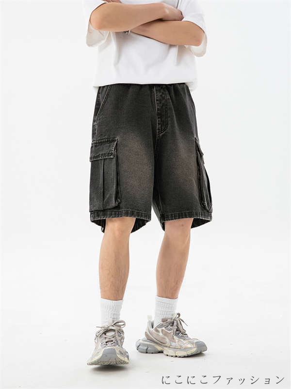 新生活 ハーフパンツ メンズ デニムパンツ 春 夏 デニム ジーンズ ジーパン ひざ下 七分丈 大きいサイズ