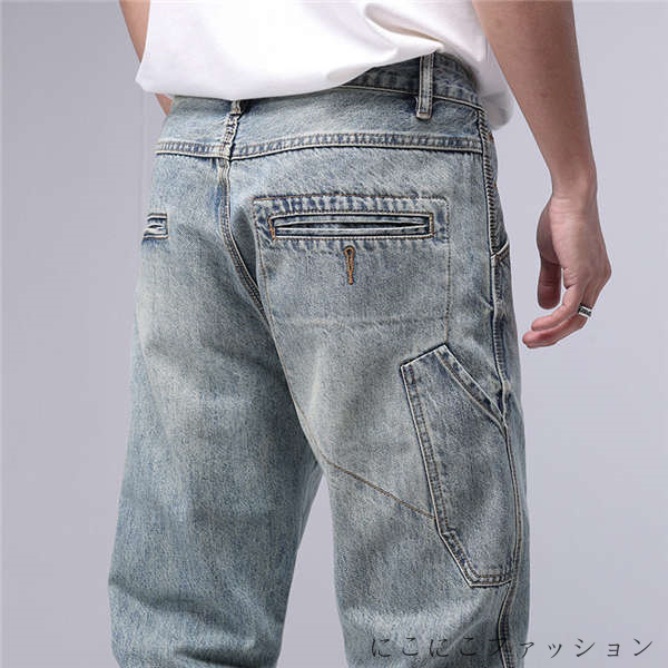 メンズ デニムパンツ ストレッチ ダメージ加工 ジーパン アメカジ メンズジーンズ ズボン 紳士 大きいサイズ