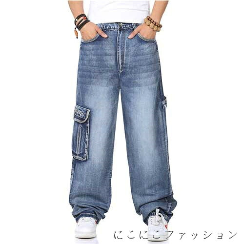デニムパンツ メンズ バギーパンツ ボトムス デニム ジーンズ ジーパン ワイドパンツ ゆったり ビッグシルエット